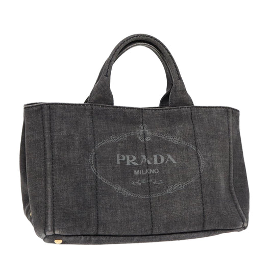Luxury Prada Canapa MM Hand Bag Denim Gray Gold  yk14676