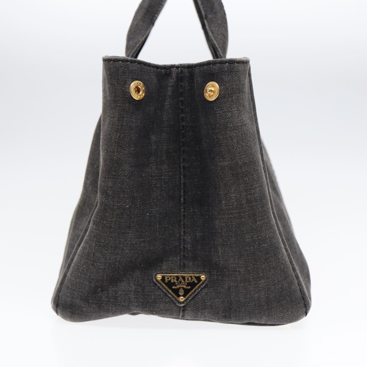 Luxury Prada Canapa MM Hand Bag Denim Gray Gold  yk14676