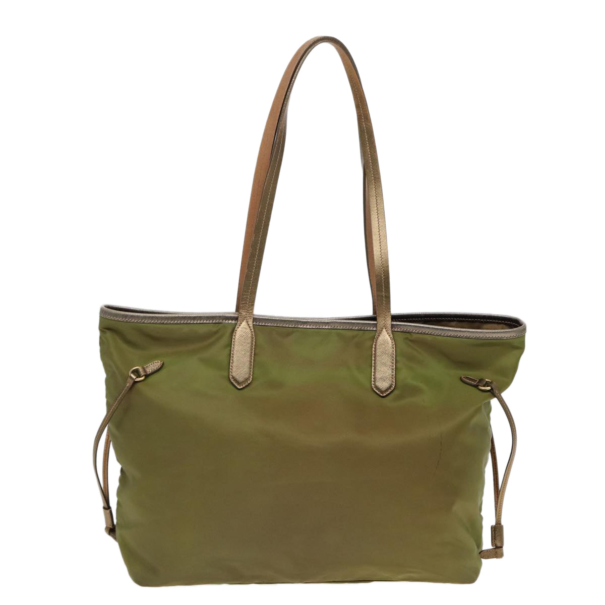 Luxury Prada Tote Bag Nylon Green Gold  yk14680