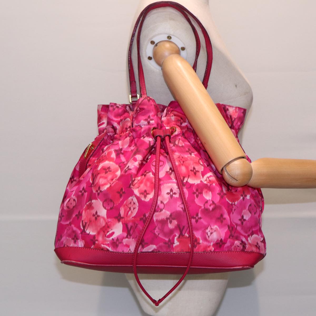LOUIS VUITTON Ikat Flower Noe full MM Shoulder Bag Nylon Red M94313 yk14721