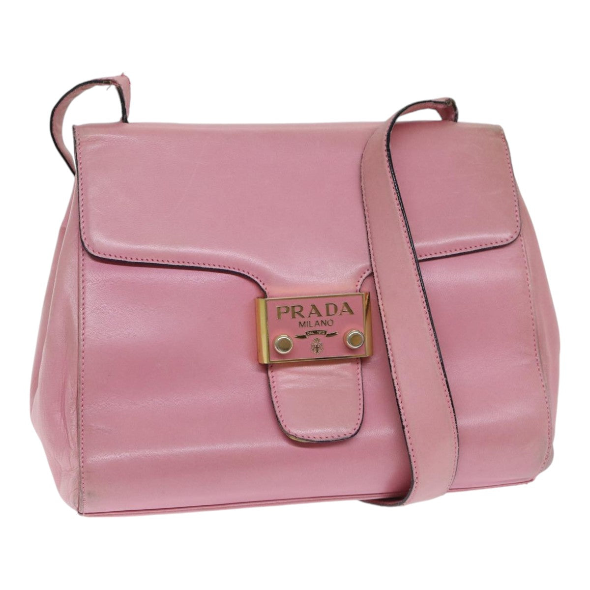 Luxury Prada Shoulder Bag Lamb Skin Pink Gold  yk14828