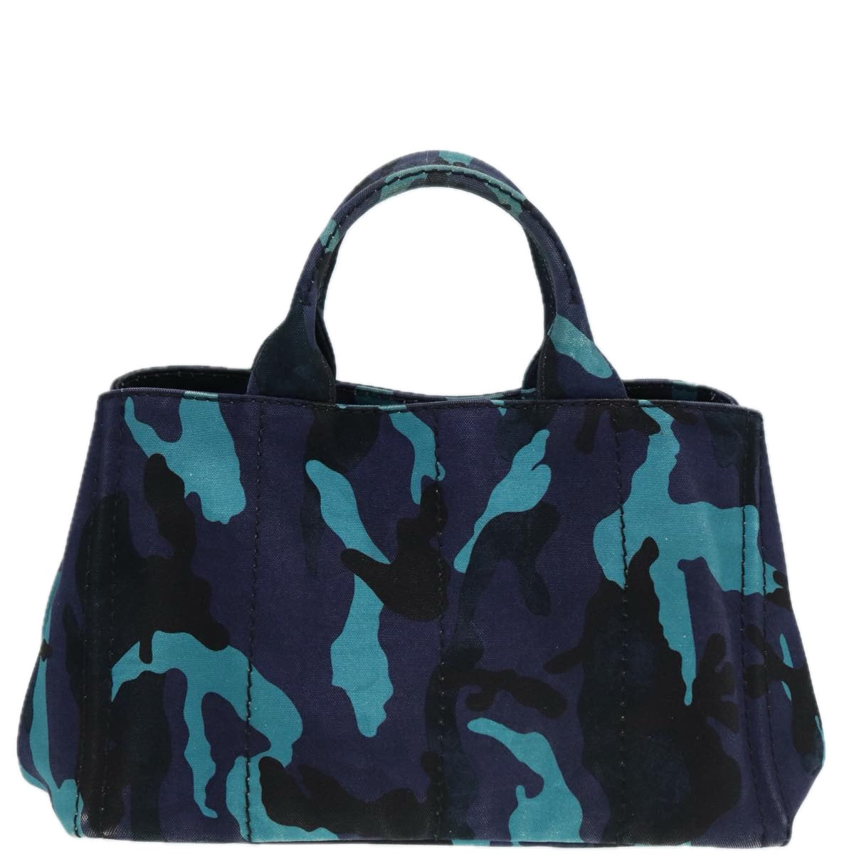 Luxury Prada Camouflage Canapa MM Hand Bag Canvas 2way Blue Silver  yk14844