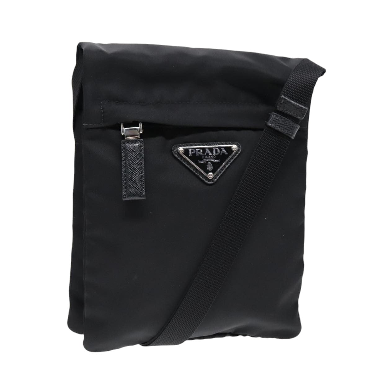Luxury Prada Shoulder Bag Nylon Black Silver  yk15056