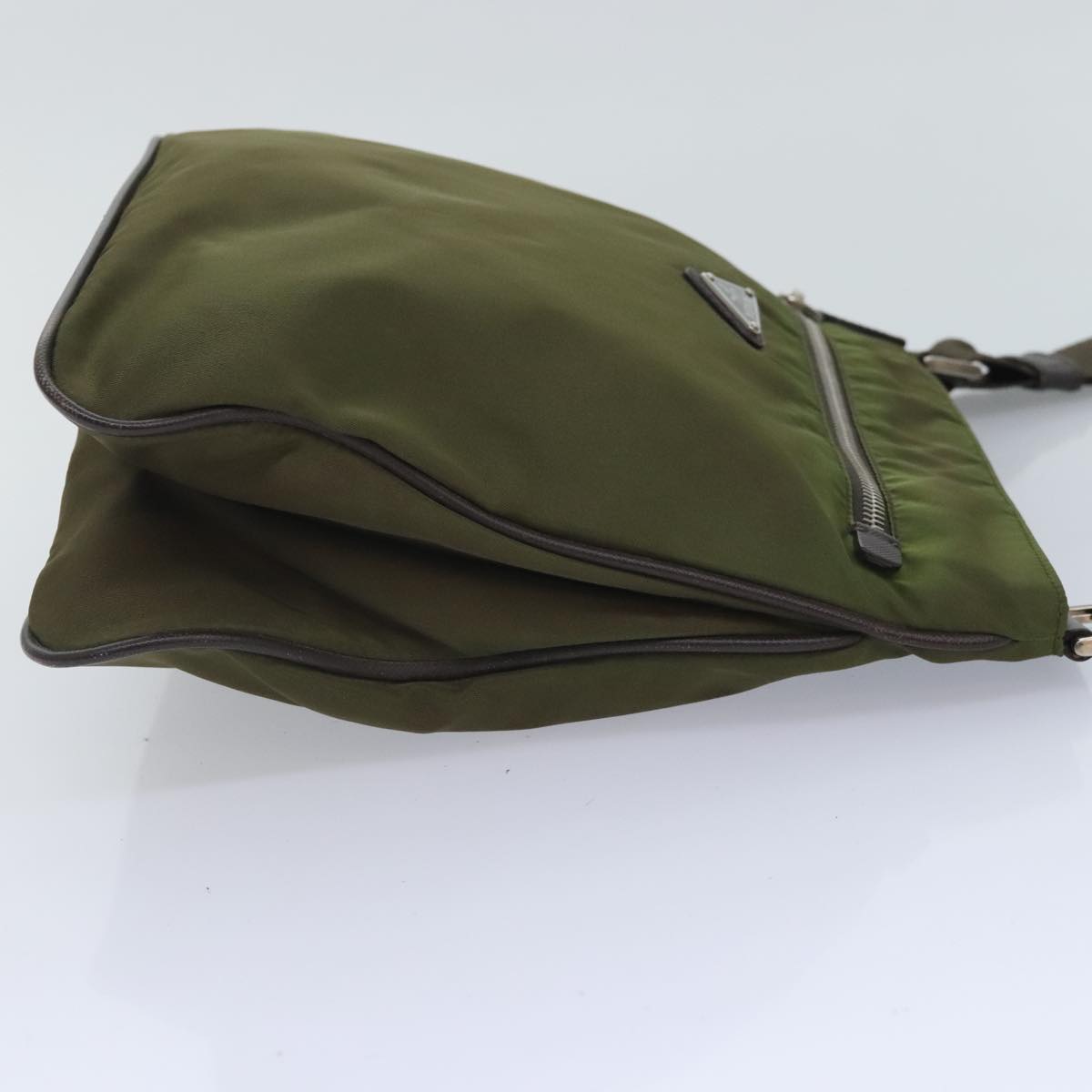 Luxury Prada Shoulder Bag Nylon Khaki Silver  yk15095