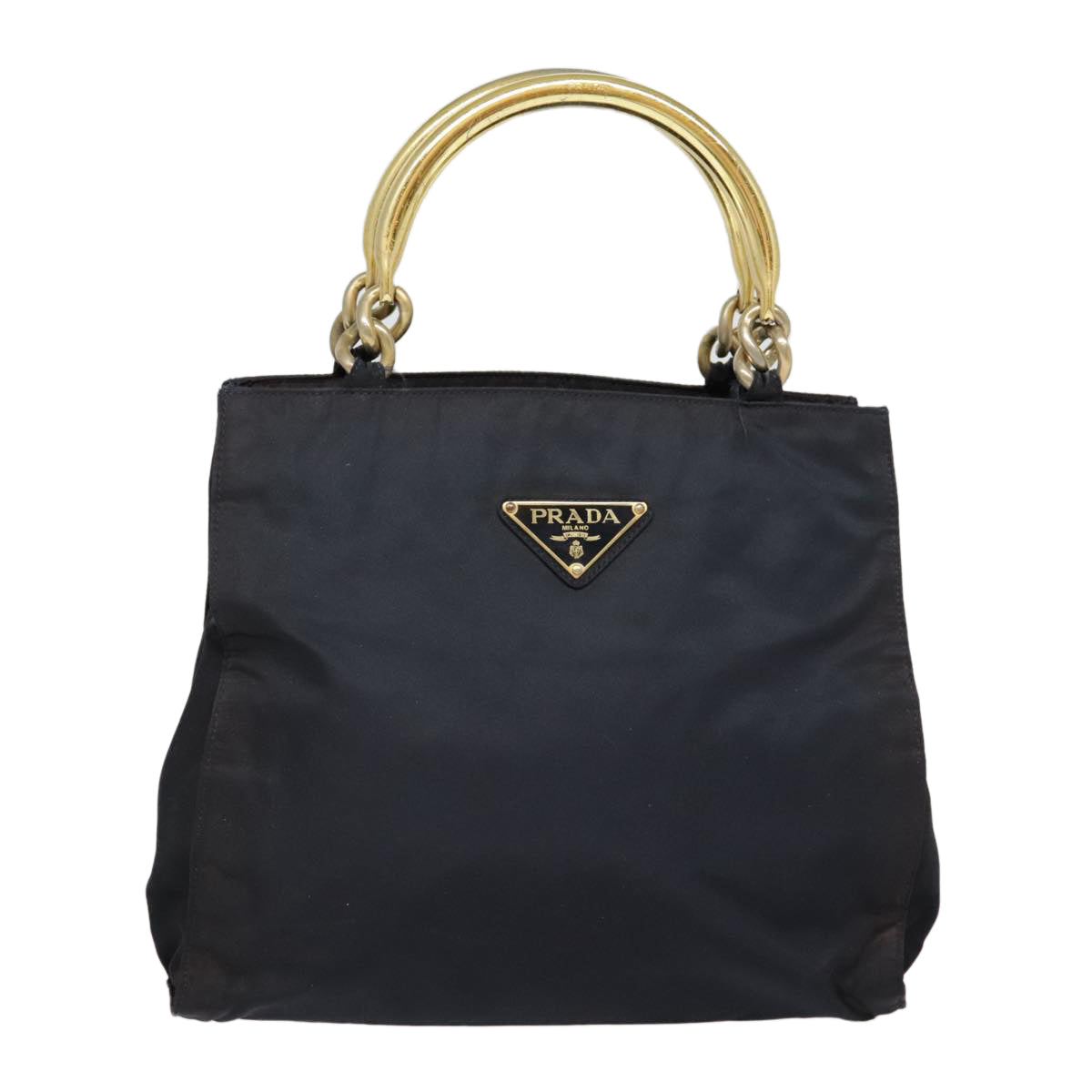 Luxury Prada Hand Bag Nylon Navy Gold  yk15098