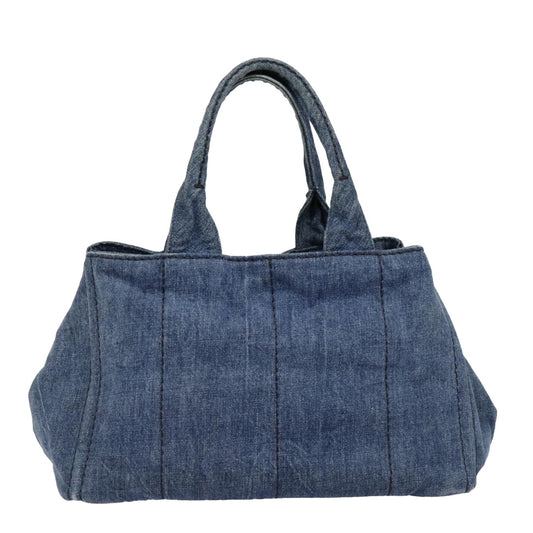 Luxury Prada Canapa MM Hand Bag Denim Blue Gold  yk15133