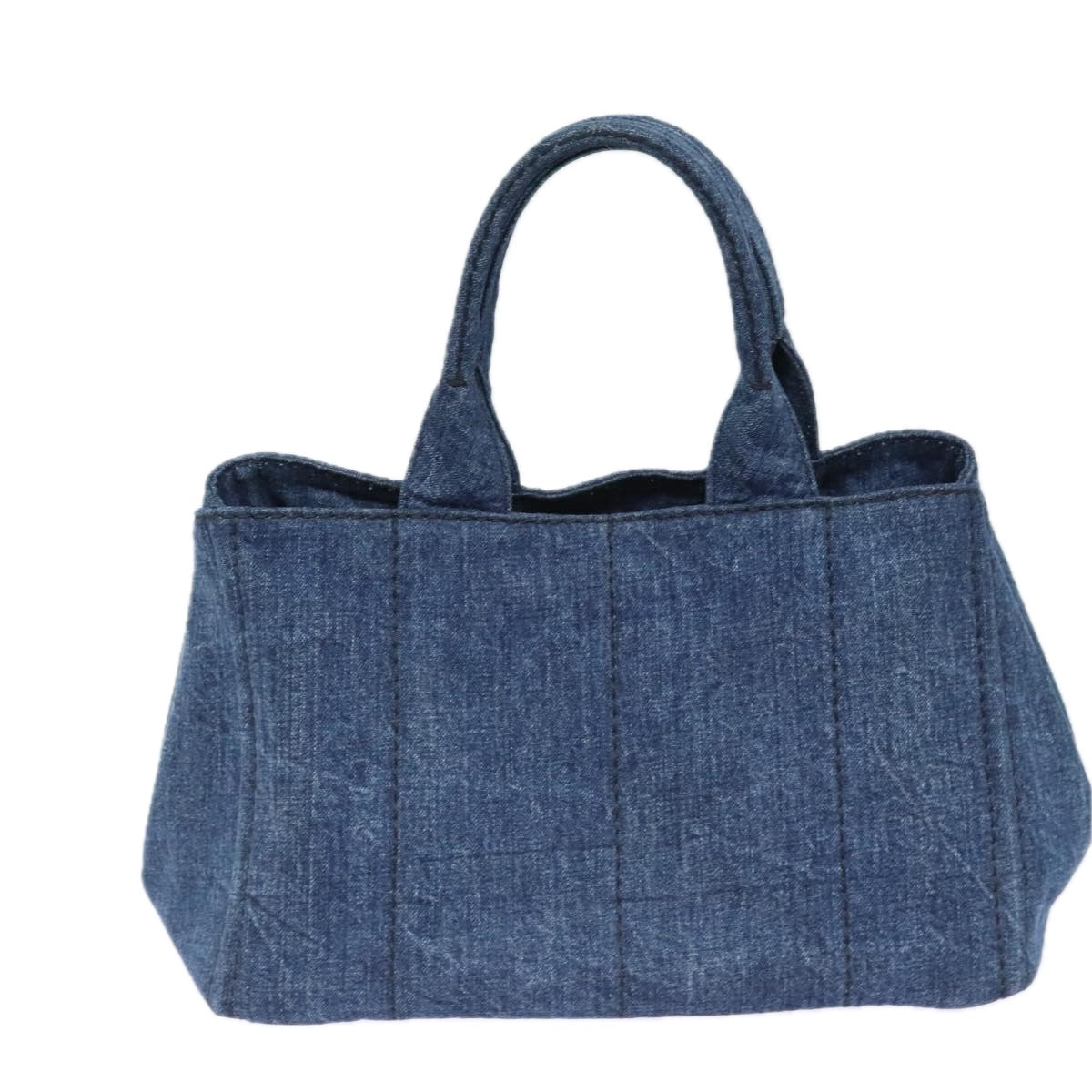 Luxury Prada Canapa MM Hand Bag Denim Blue Gold  yk15254