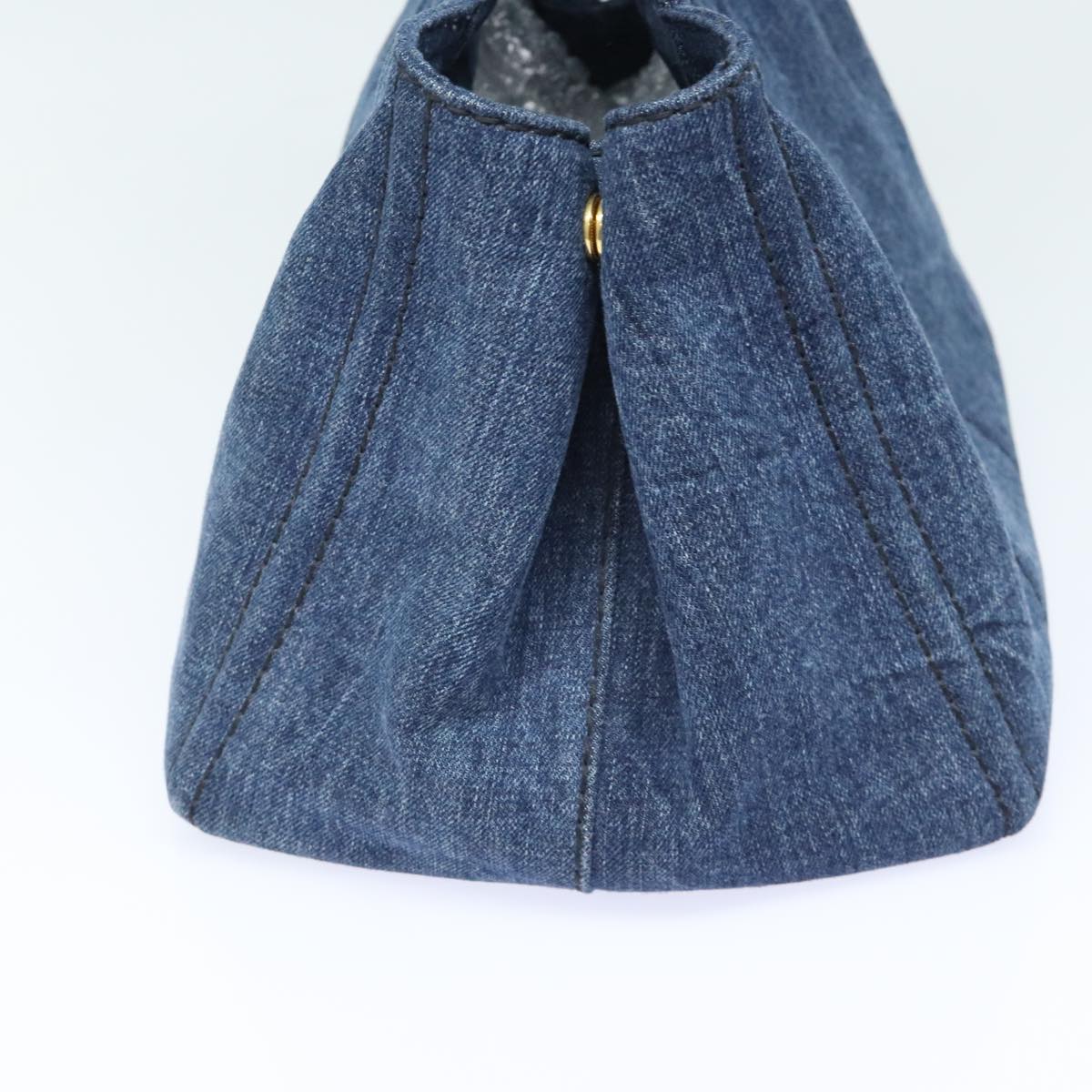 Luxury Prada Canapa MM Hand Bag Denim Blue Gold  yk15254