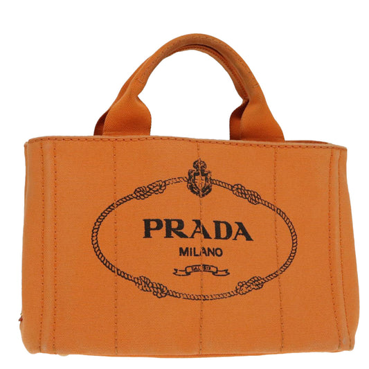 Luxury Prada Canapa PM Hand Bag Canvas Orange Gold  yk15292