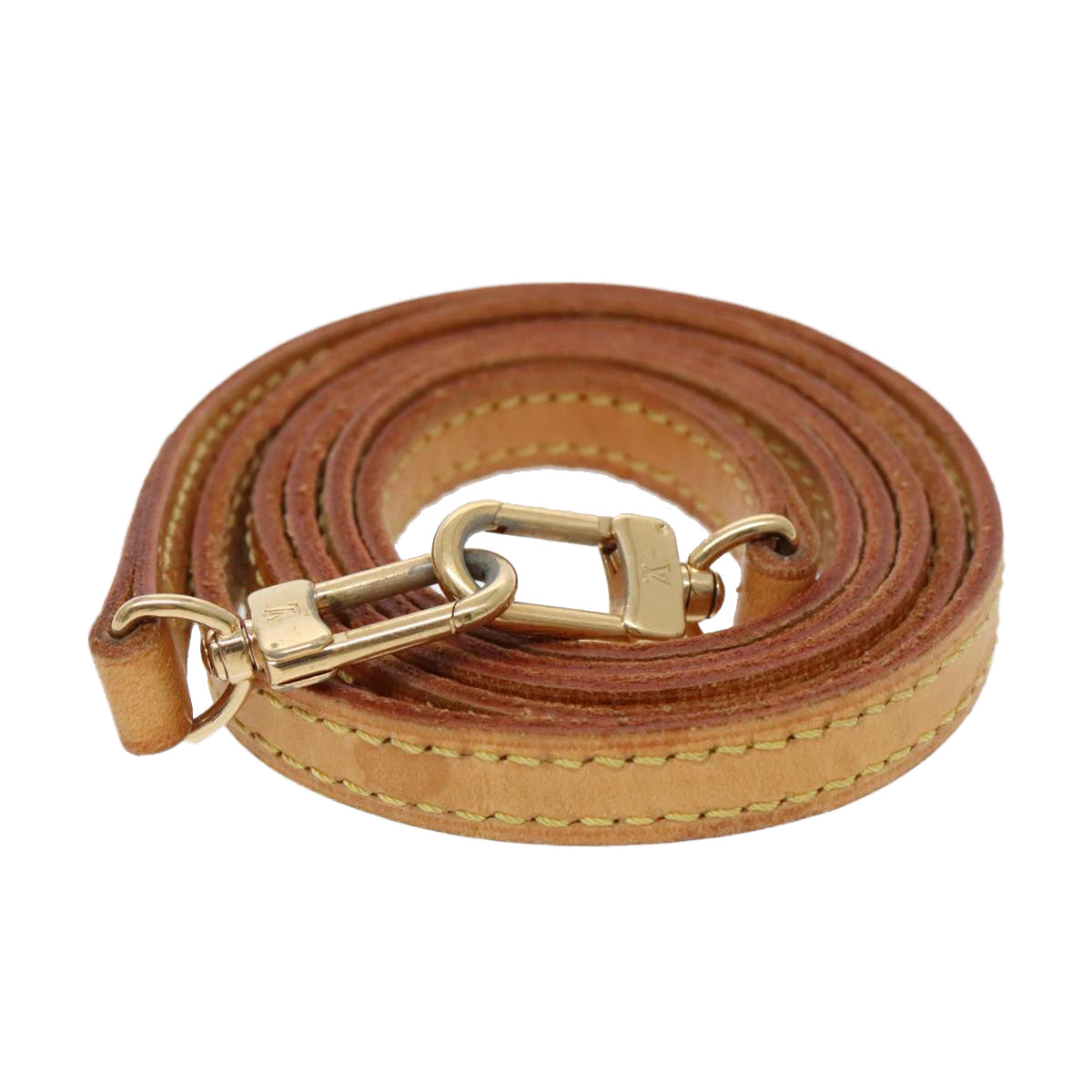 LOUIS VUITTON Shoulder Strap Leather 46.1"" Beige LV yk15440