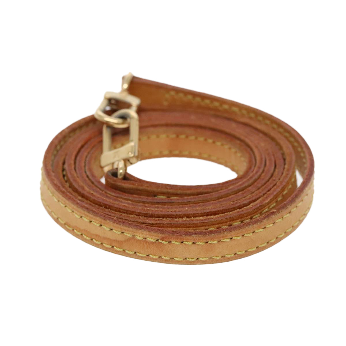 LOUIS VUITTON Shoulder Strap Leather 46.1"" Beige LV yk15440