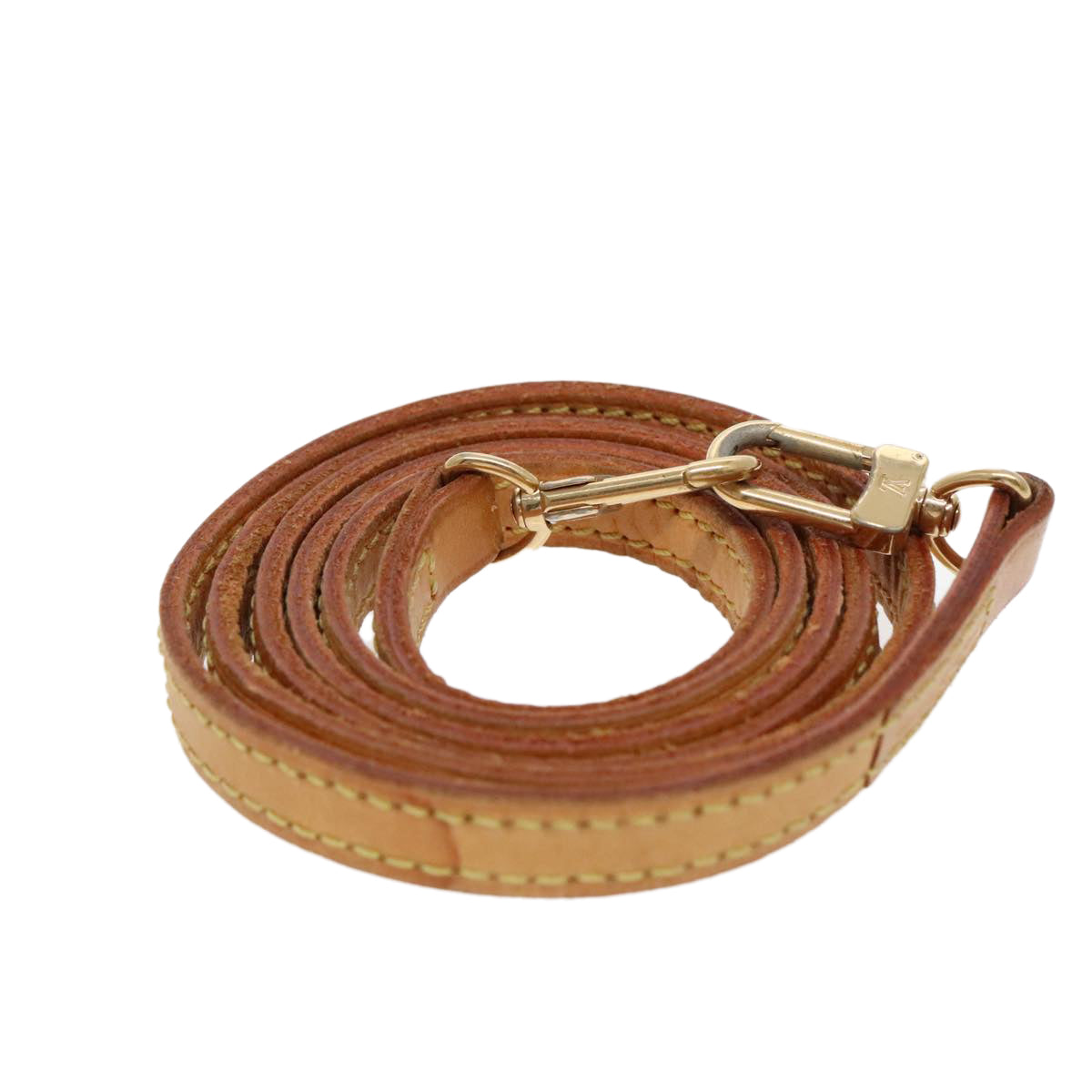 LOUIS VUITTON Shoulder Strap Leather 46.1"" Beige LV yk15440