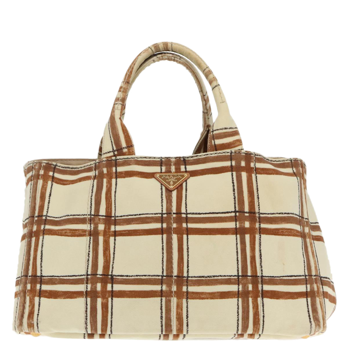 Luxury Prada Canapa GM Hand Bag Canvas Brown Gold  yk15469