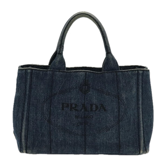 Luxury Prada Canapa PM Hand Bag Denim Blue Gold  yk15518