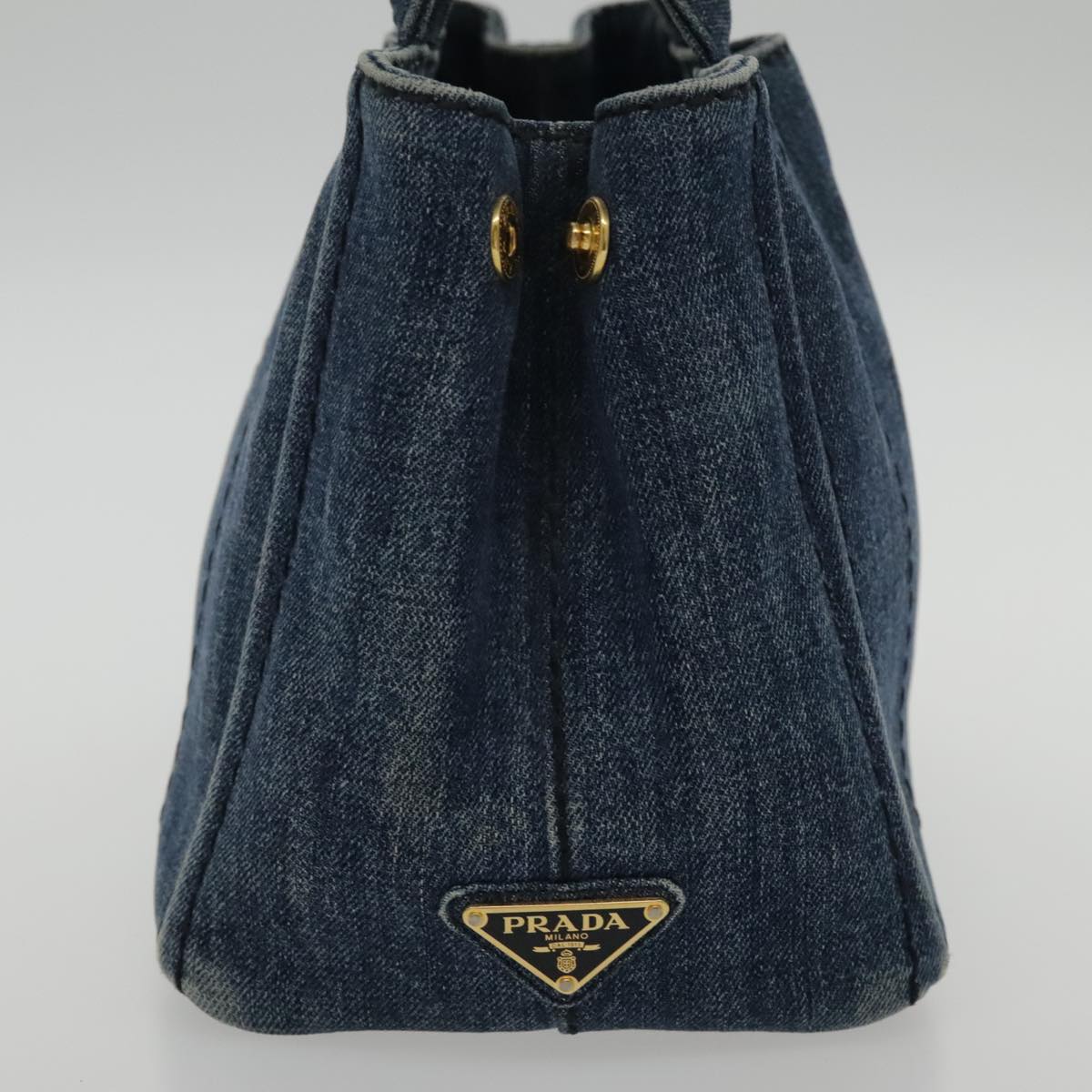 Luxury Prada Canapa PM Hand Bag Denim Blue Gold  yk15518