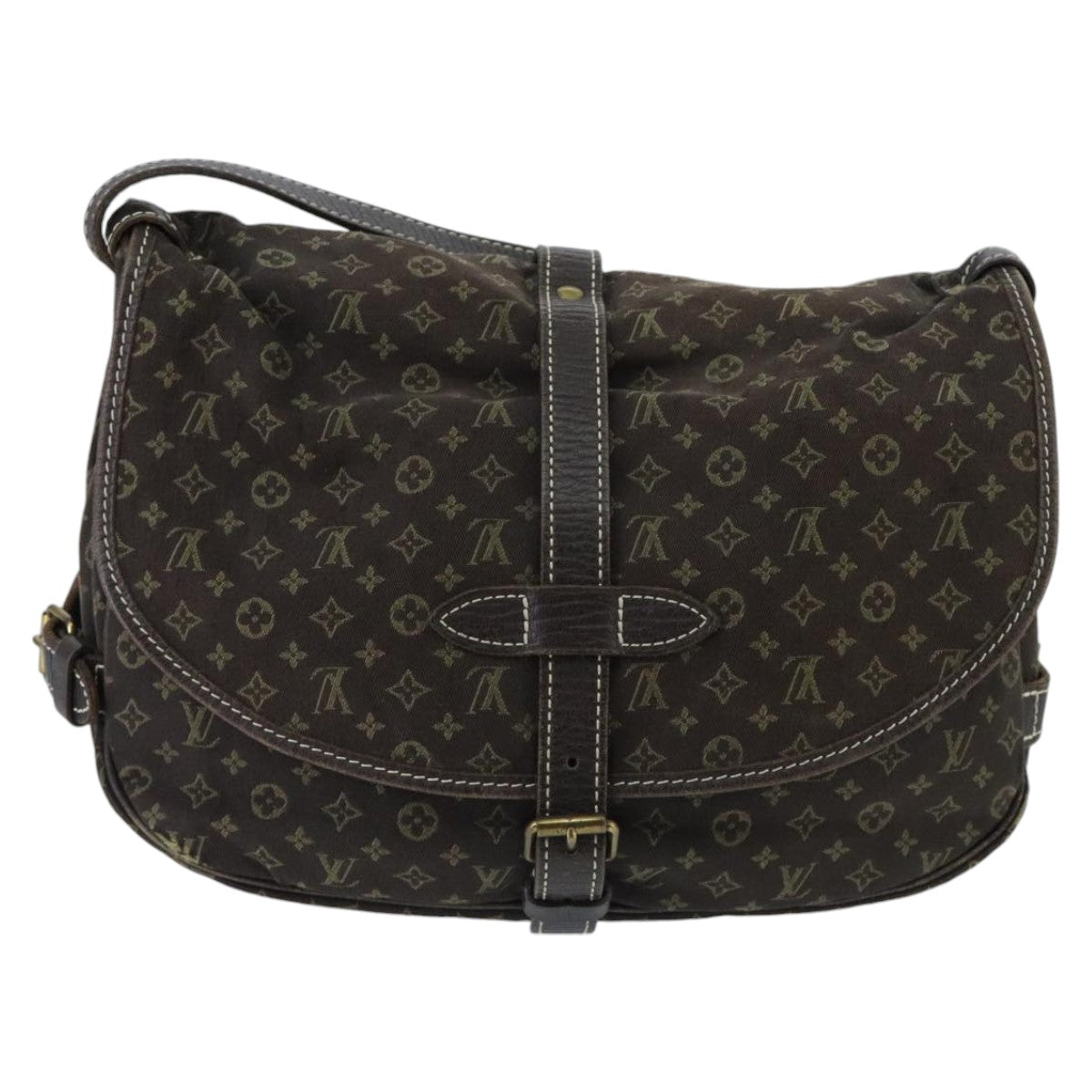 LOUIS VUITTON Monogram Mini Lin Saumur PM Bag Brown Ebene M95227 LV yk15698