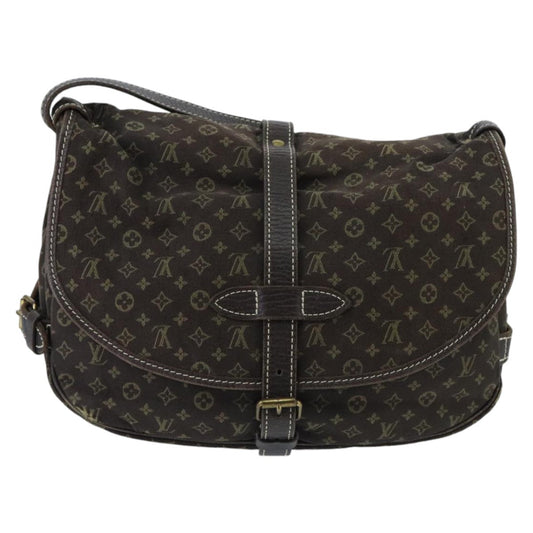LOUIS VUITTON Monogram Mini Lin Saumur PM Bag Brown Ebene M95227 LV yk15698