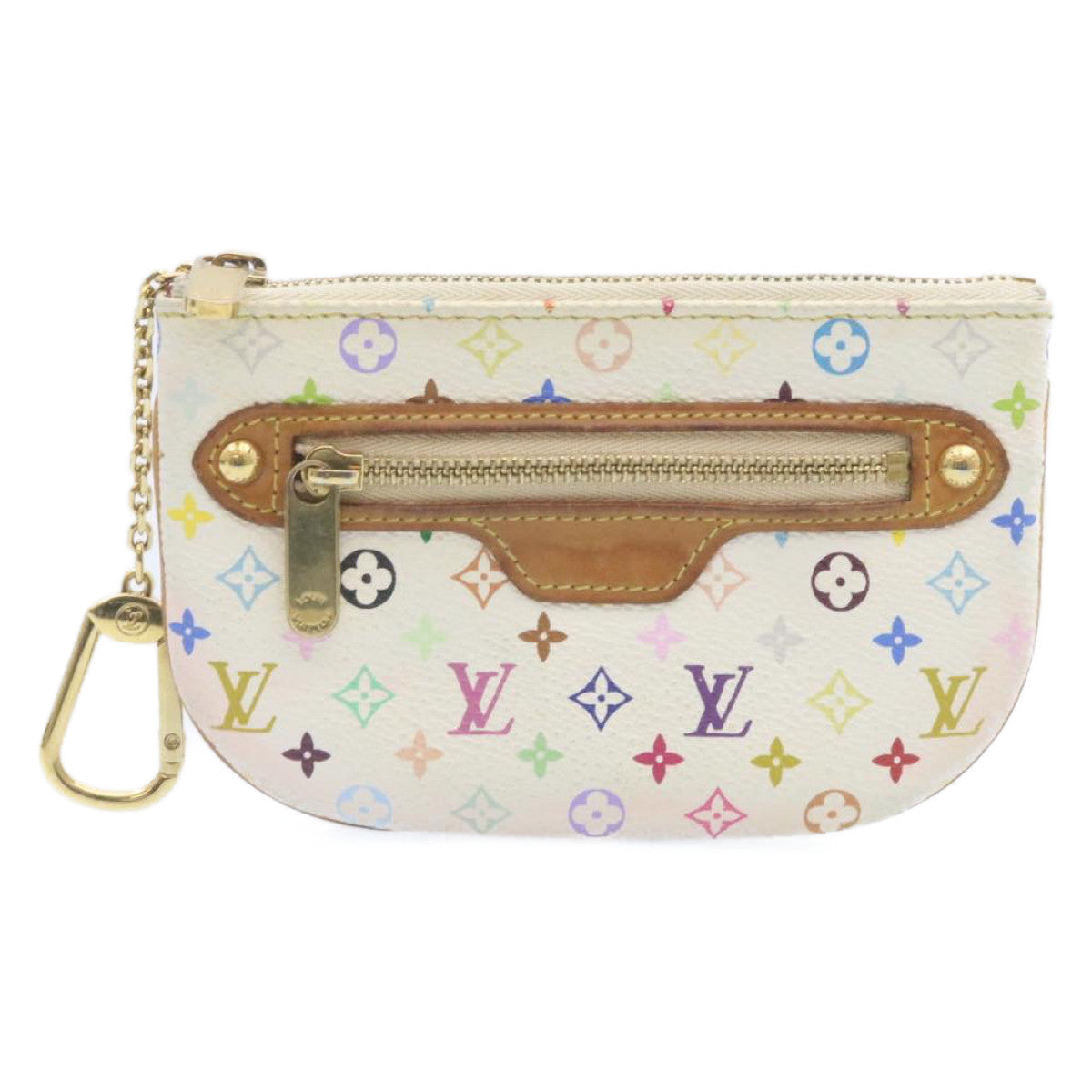 LOUIS VUITTON Multicolor Pochette MM Coin Purse White M60027 LV yk3526