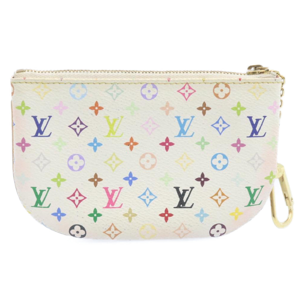 LOUIS VUITTON Multicolor Pochette MM Coin Purse White M60027 LV yk3526