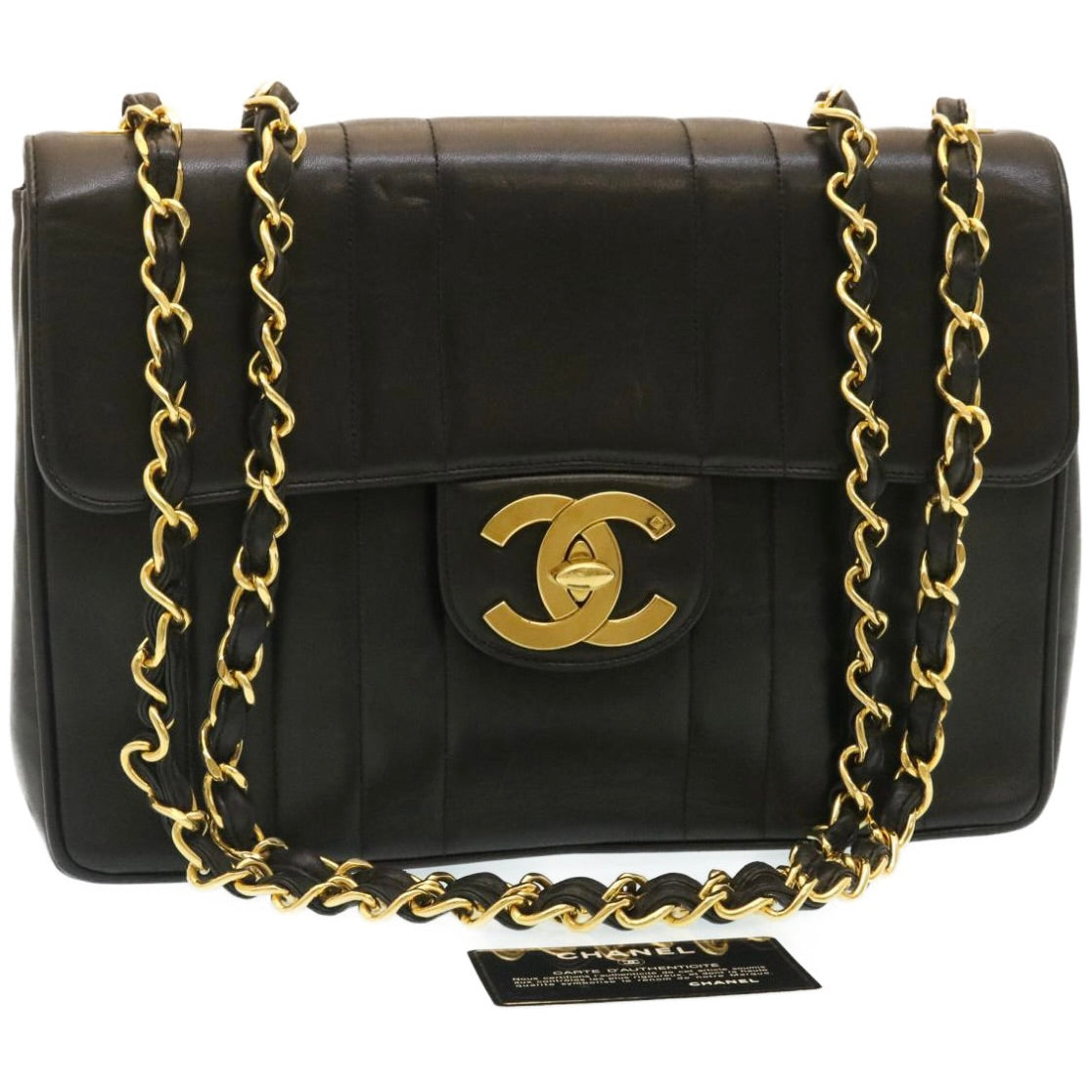 Luxury Chanel Mademoiselle Big COCO Mark Chain ShoulderBag Lamb Skin Black  yk4080A