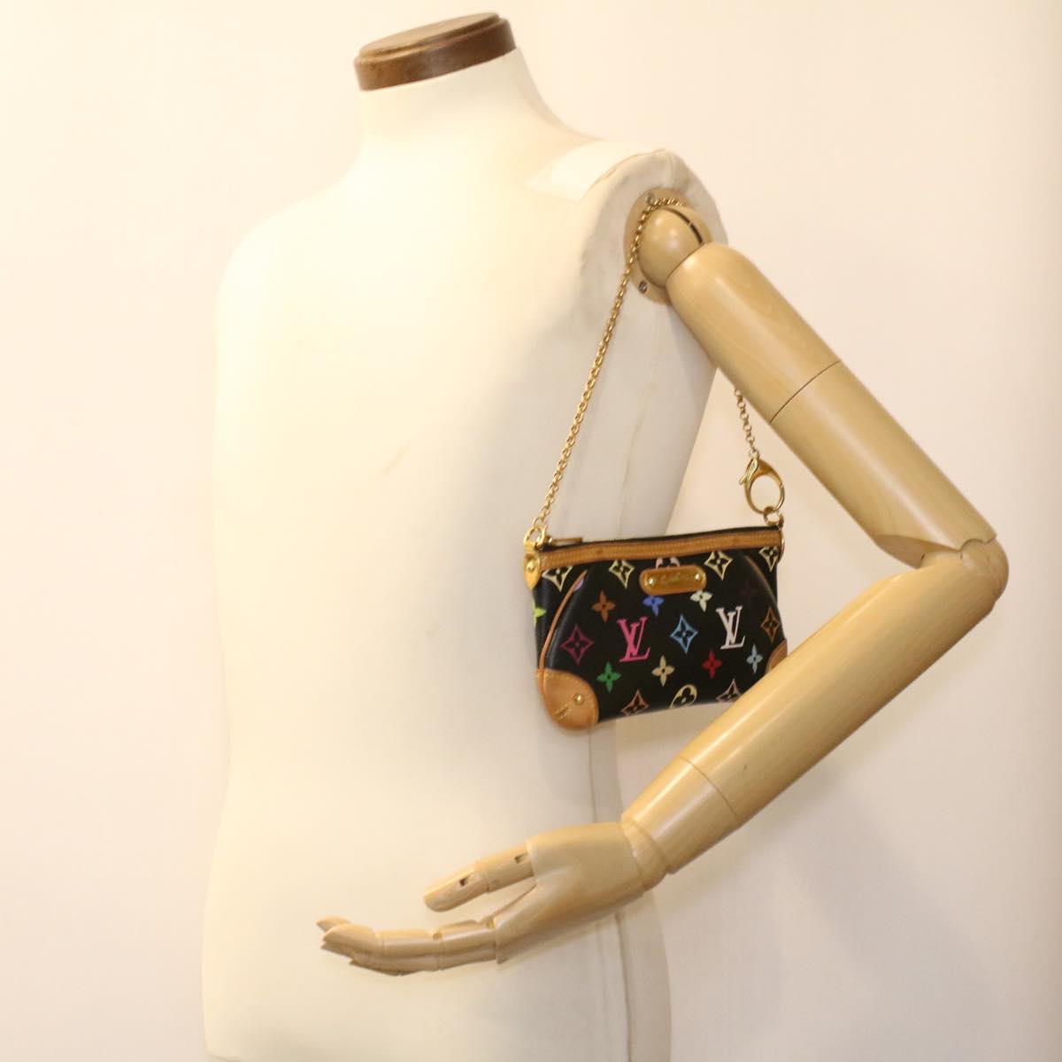 LOUIS VUITTON Monogram Multicolor Pochette Mira MM Pouch Black M60097 LV yk5930A