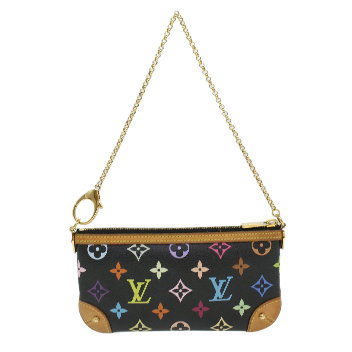 LOUIS VUITTON Monogram Multicolor Pochette Mira MM Pouch Black M60097 LV yk5930A