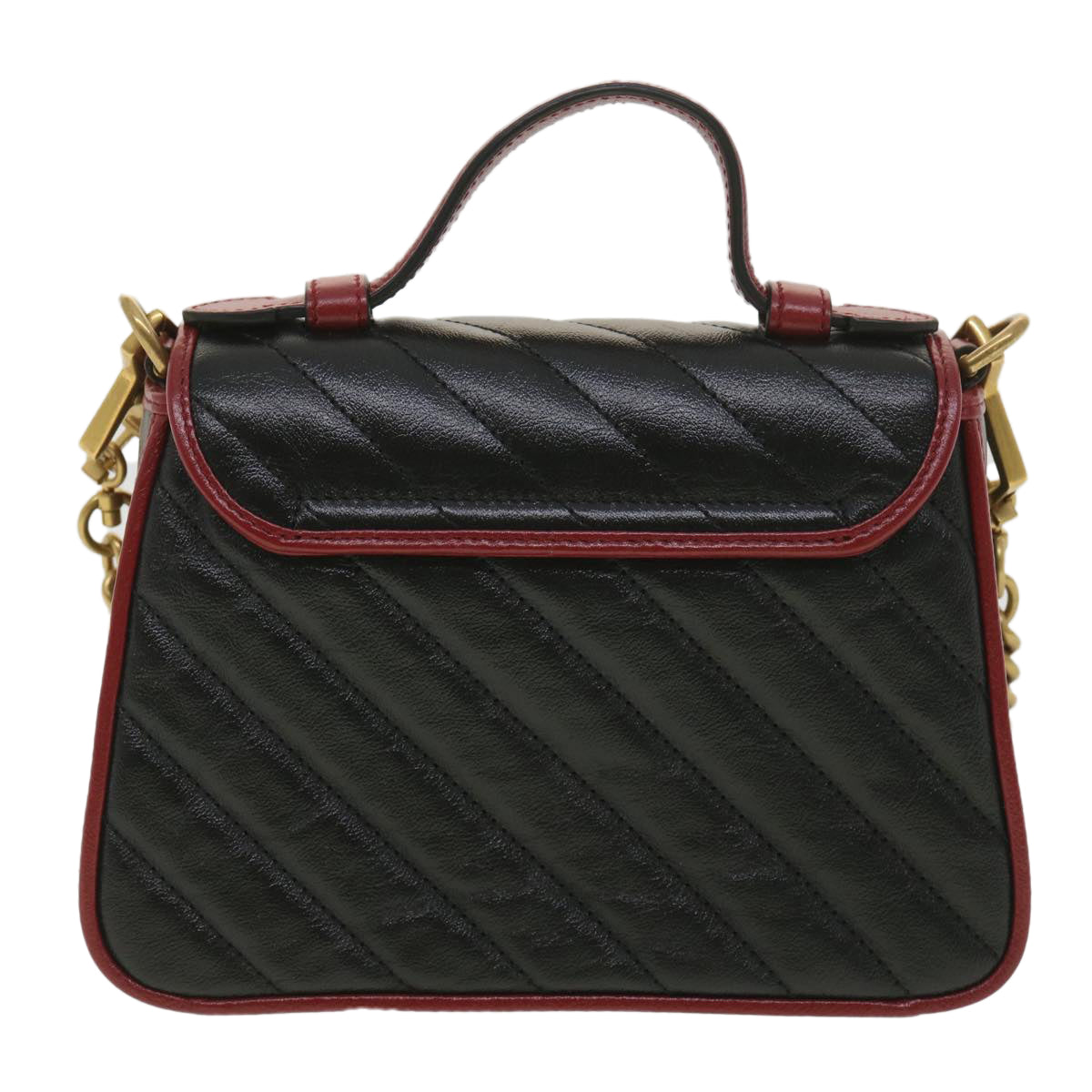 Luxury Gucci GG Marmont Hand Bag Leather 2way Black 583571 Auth yk6261