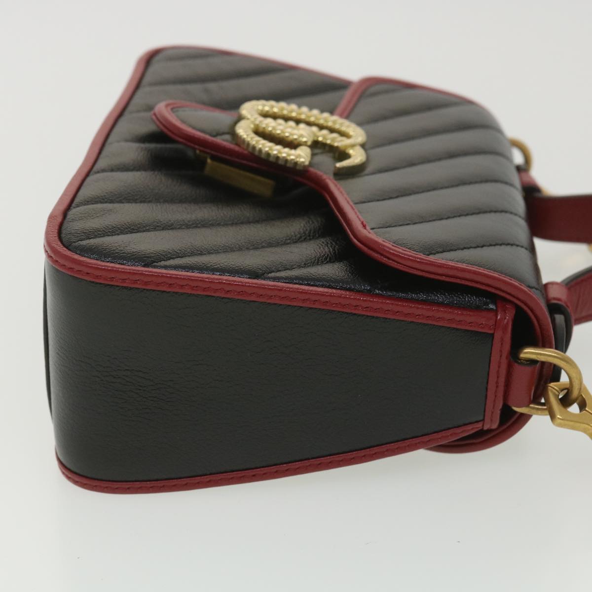 Luxury Gucci GG Marmont Hand Bag Leather 2way Black 583571 Auth yk6261