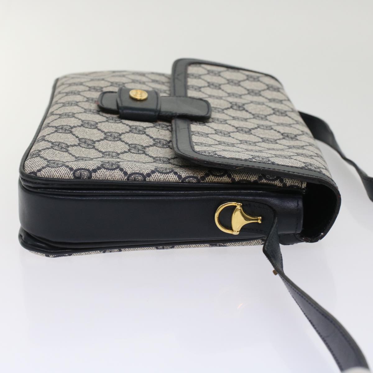 GUCCI GG Canvas Shoulder Bag PVC Leather Navy  7925