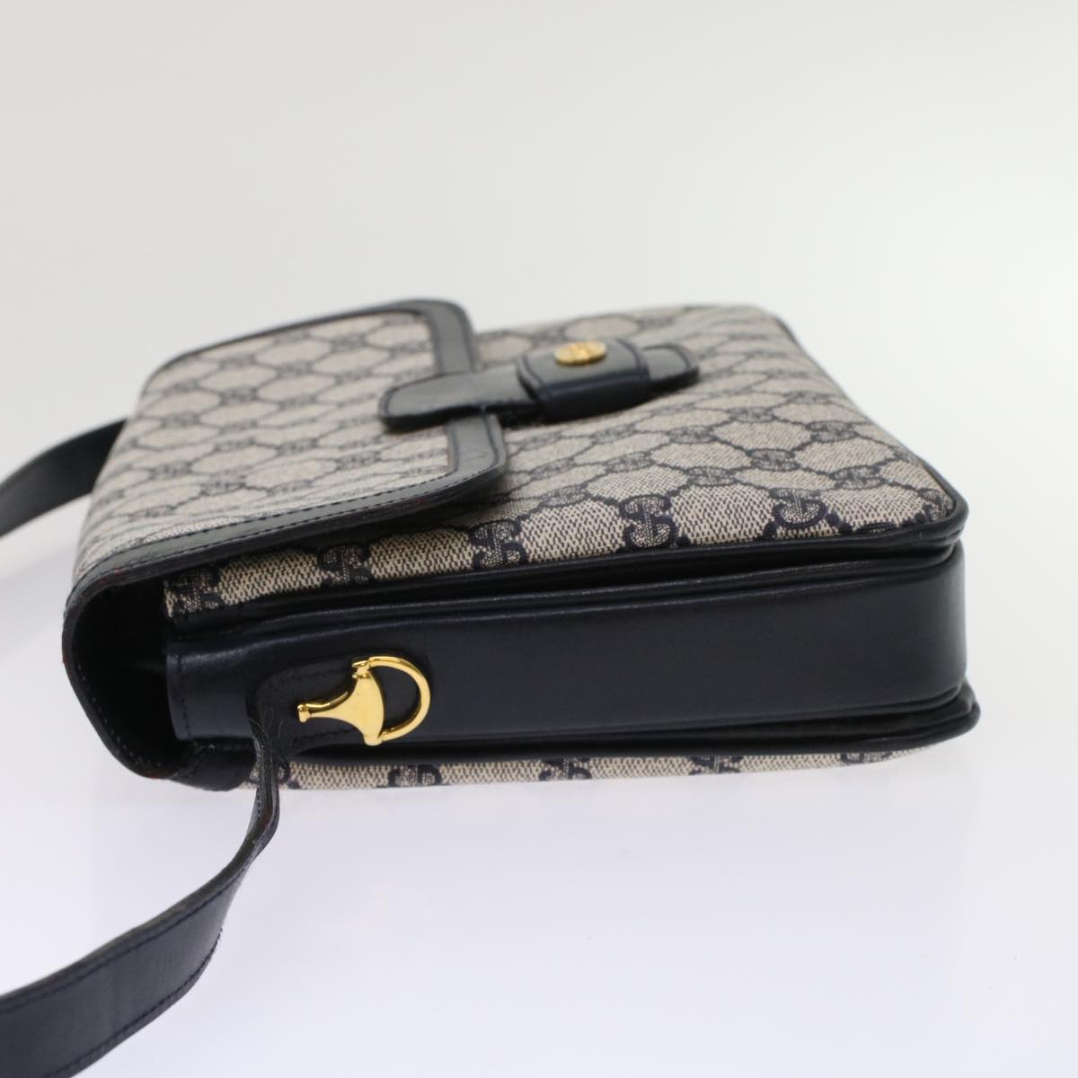 GUCCI GG Canvas Shoulder Bag PVC Leather Navy  7925