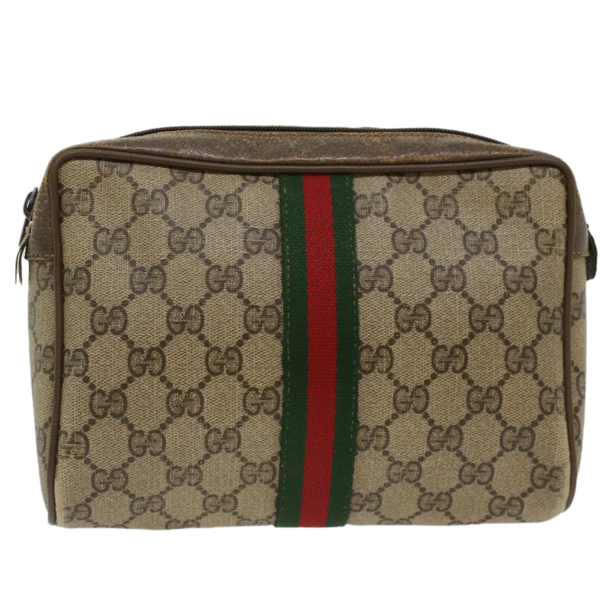 Luxury Gucci GG Canvas Web Sherry Line Clutch Bag Beige Red Green 56.01.012  yk8055