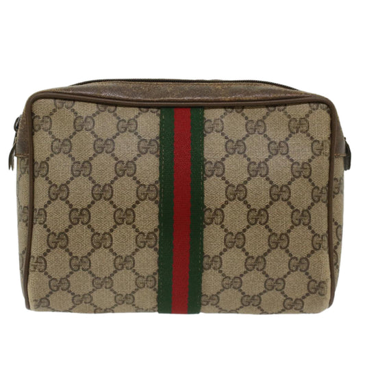 Luxury Gucci GG Canvas Web Sherry Line Clutch Bag Beige Red Green 56.01.012  yk8055