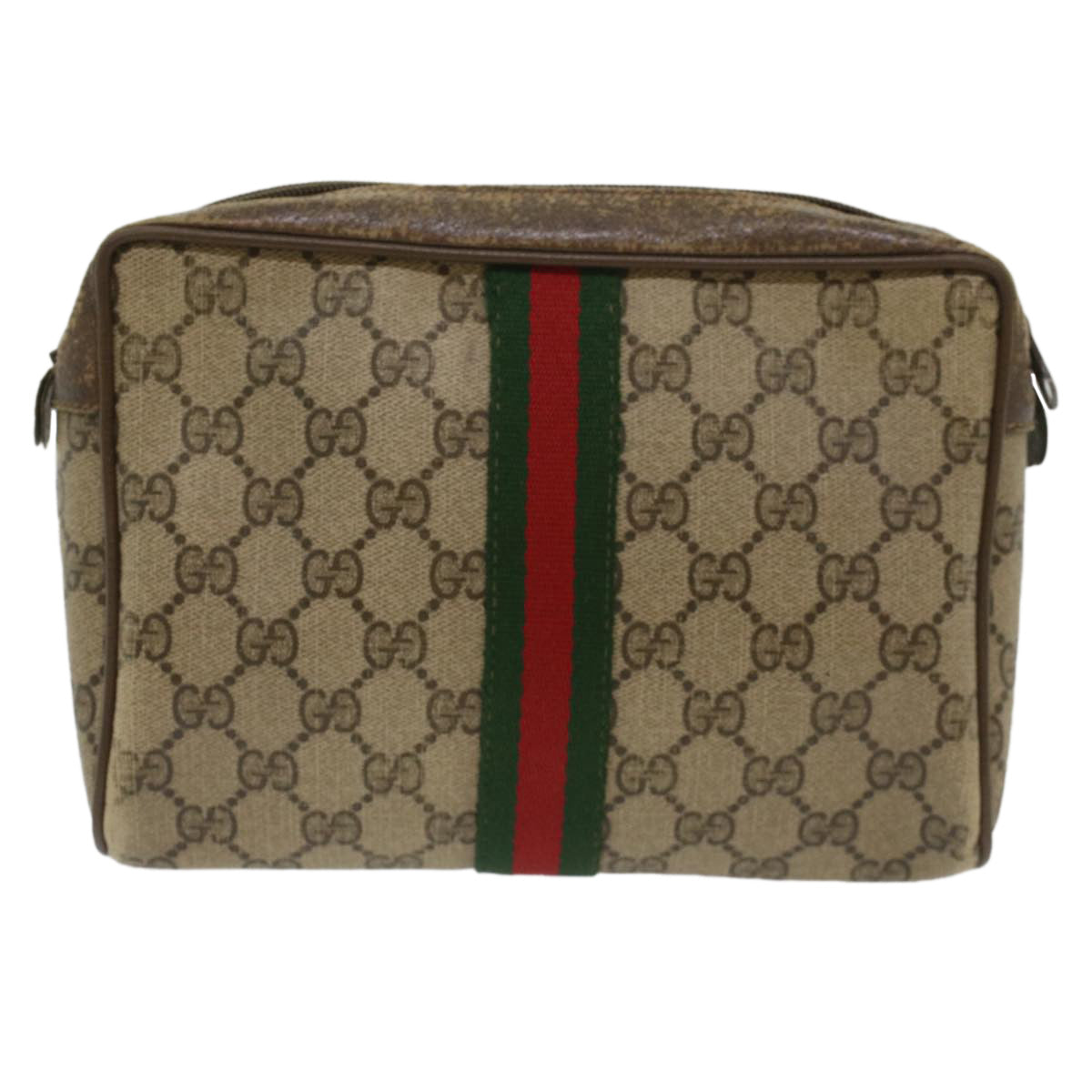 Luxury Gucci GG Canvas Web Sherry Line Clutch Bag Beige Red Green 56.01.012  yk8055