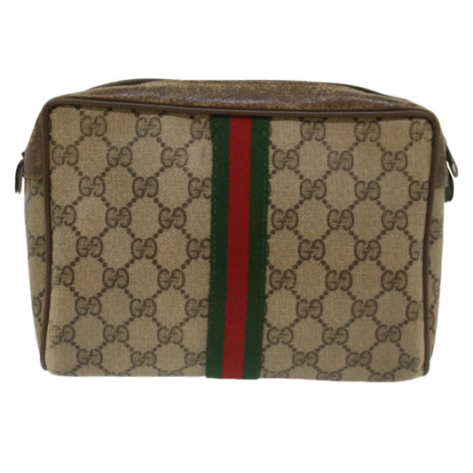 Luxury Gucci GG Canvas Web Sherry Line Clutch Bag Beige Red Green 56.01.012  yk8055