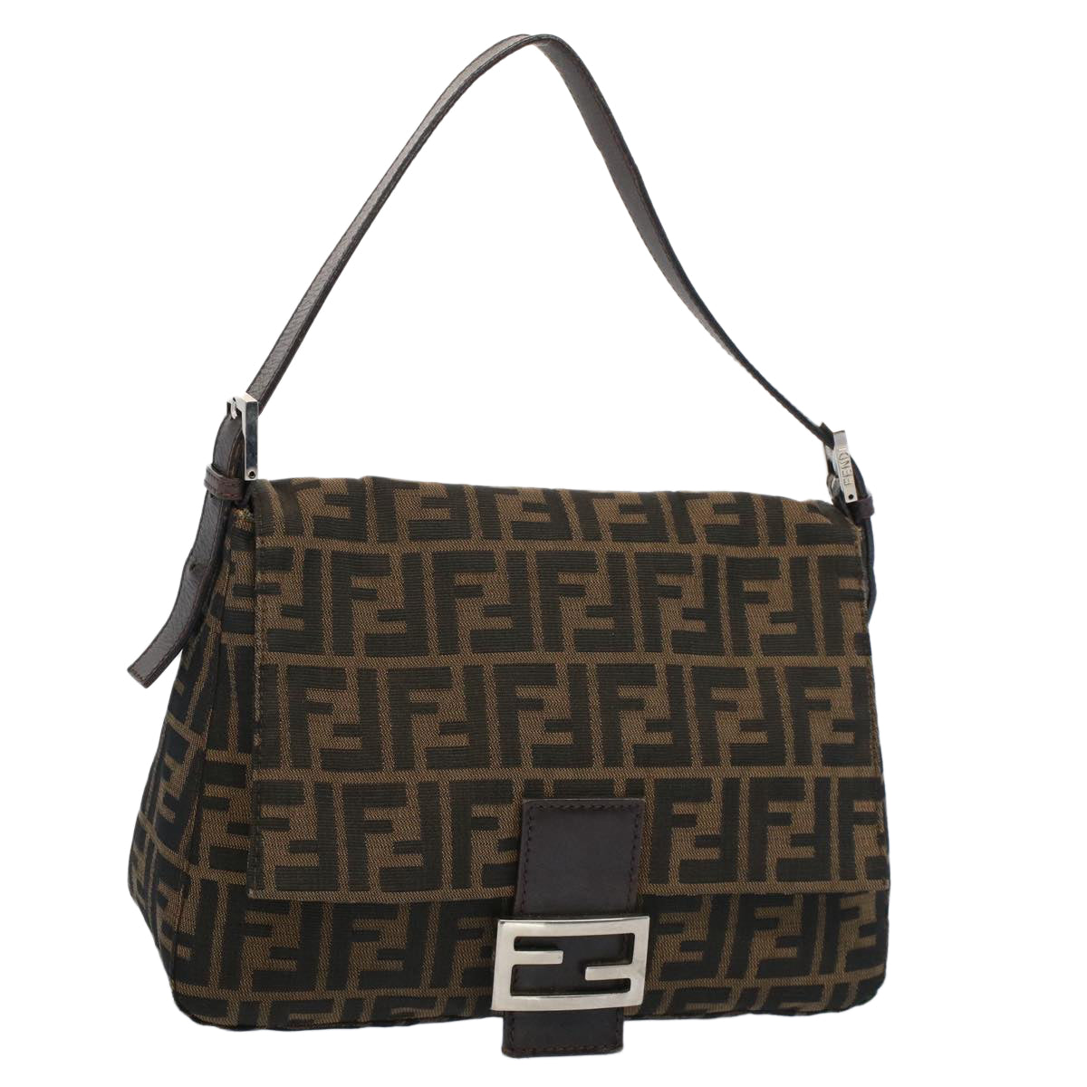 Luxury FendiZucca Canvas Mamma Baguette Shoulder Bag Brown Blackyk8485