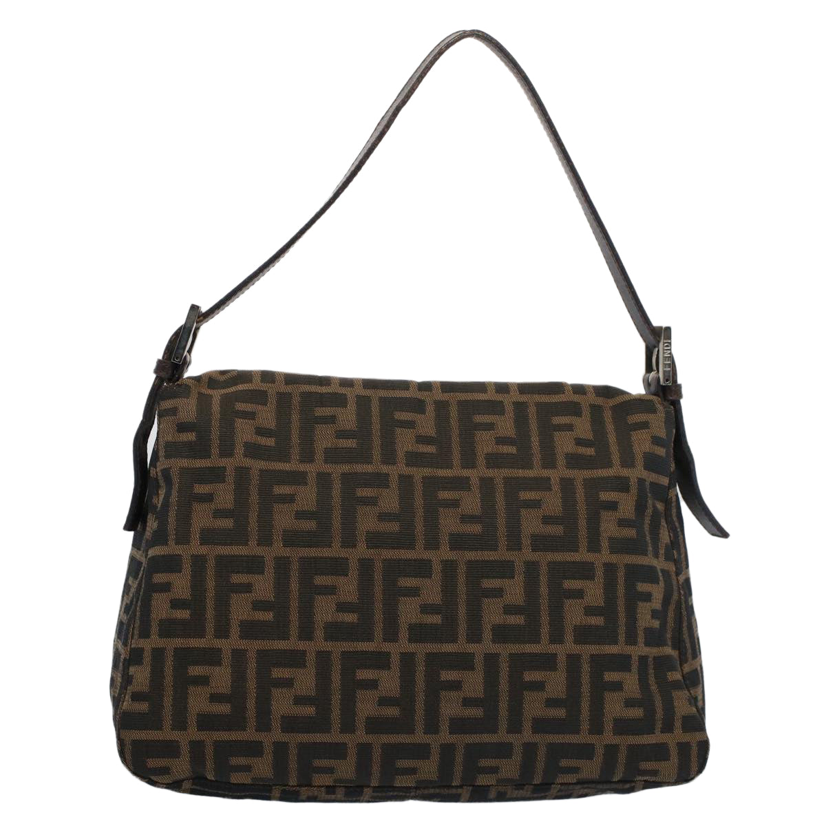 Luxury FendiZucca Canvas Mamma Baguette Shoulder Bag Brown Blackyk8485