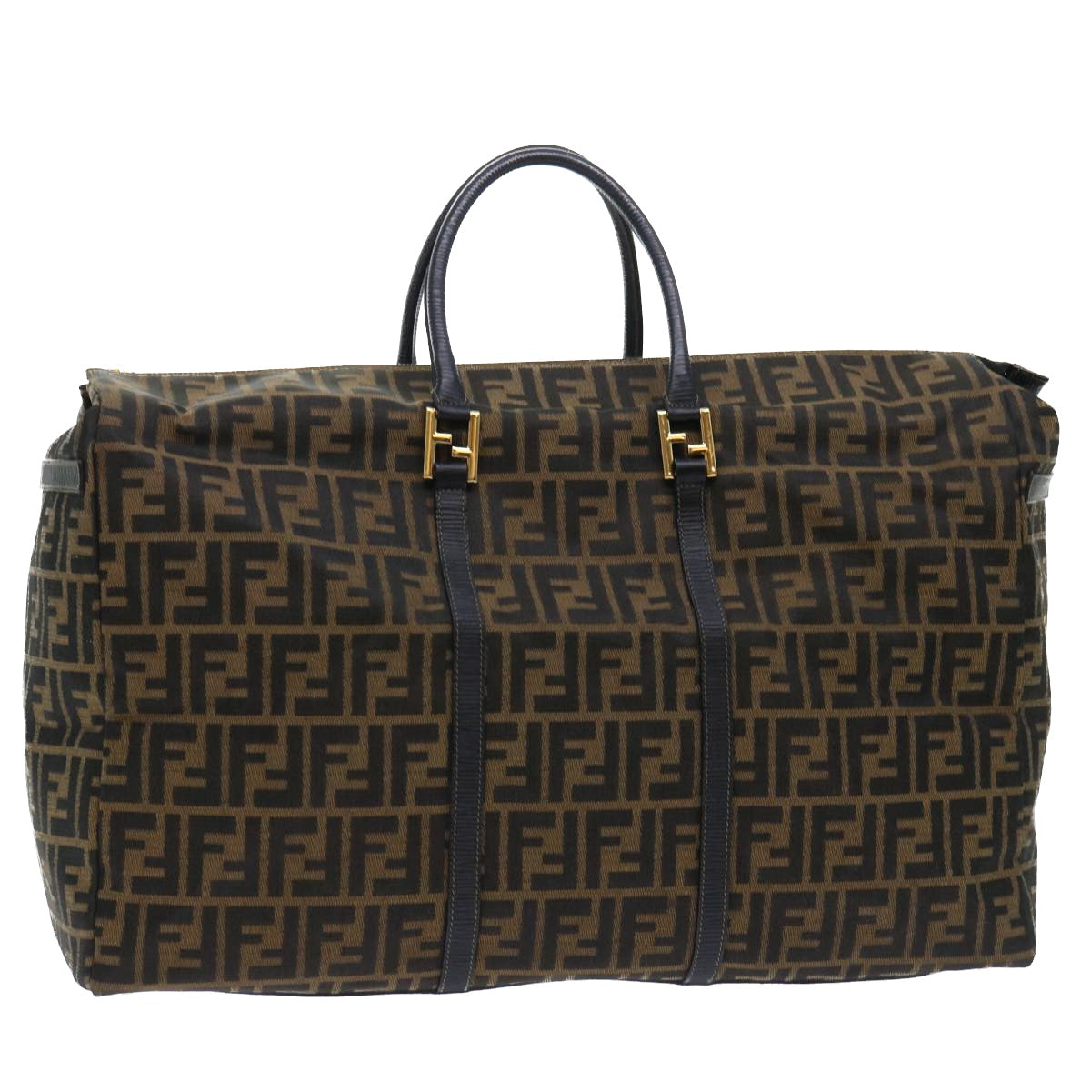 Luxury FendiZucca Canvas Boston Bag Brown Blackyk8493