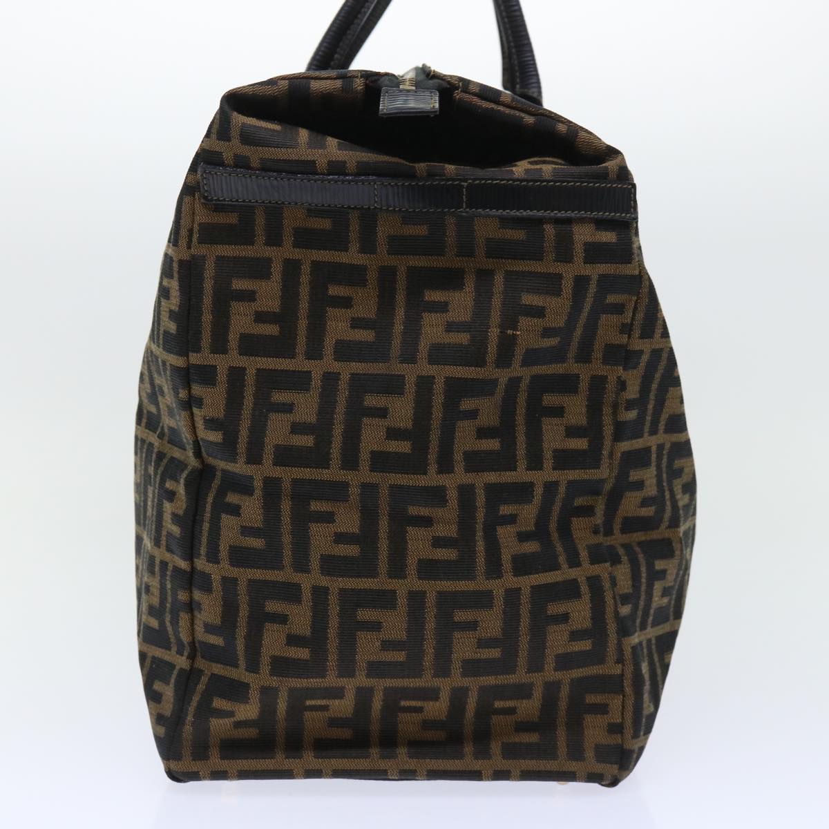 Luxury FendiZucca Canvas Boston Bag Brown Blackyk8493