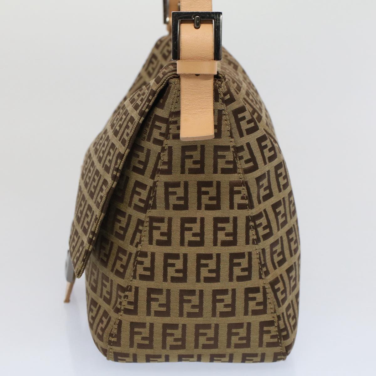 Luxury FendiZucchino Canvas Mamma Baguette Shoulder Bag Beigeyk8498