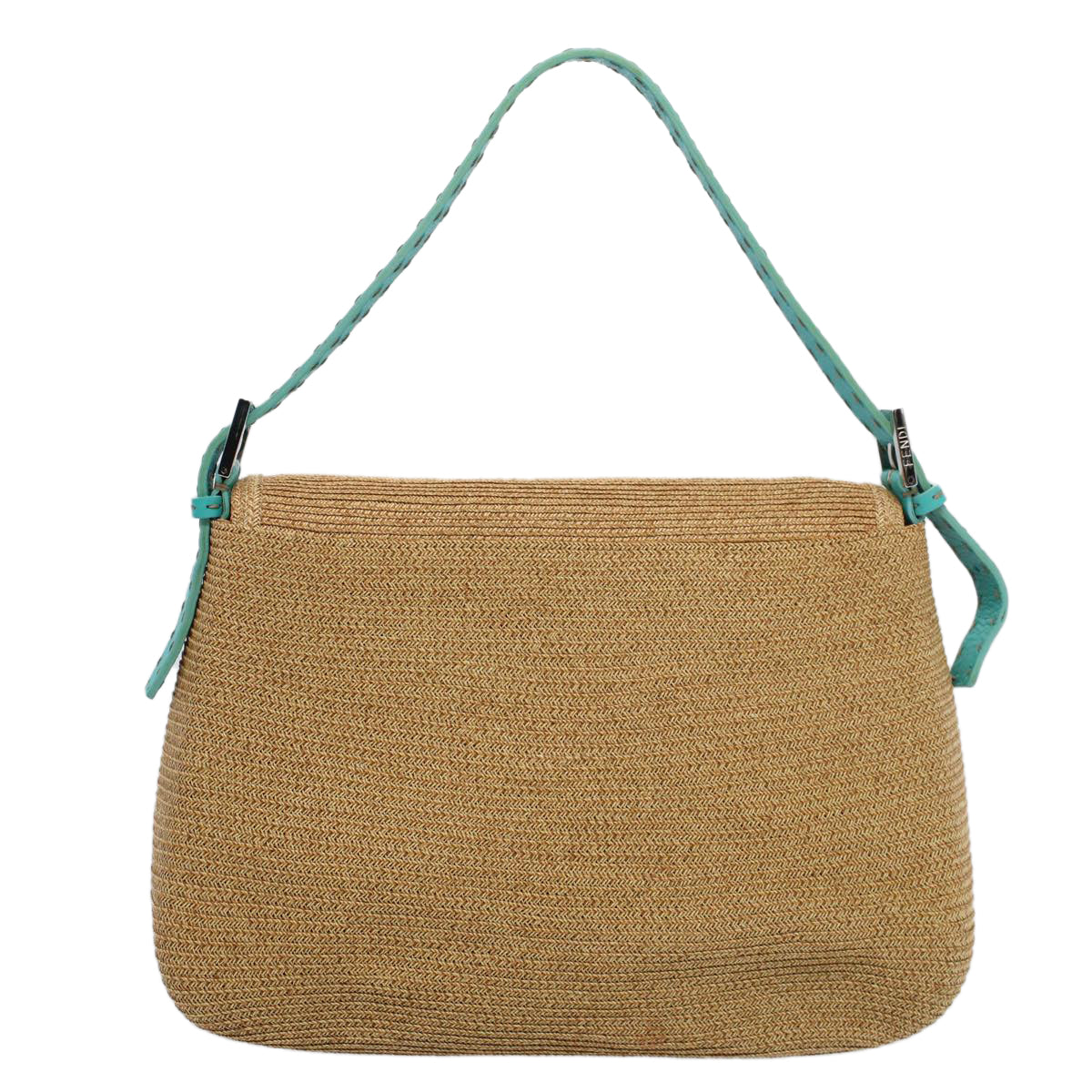 Luxury FendiCeleria Mamma Baguette Shoulder Bag Straw Raffia Beigeyk8499