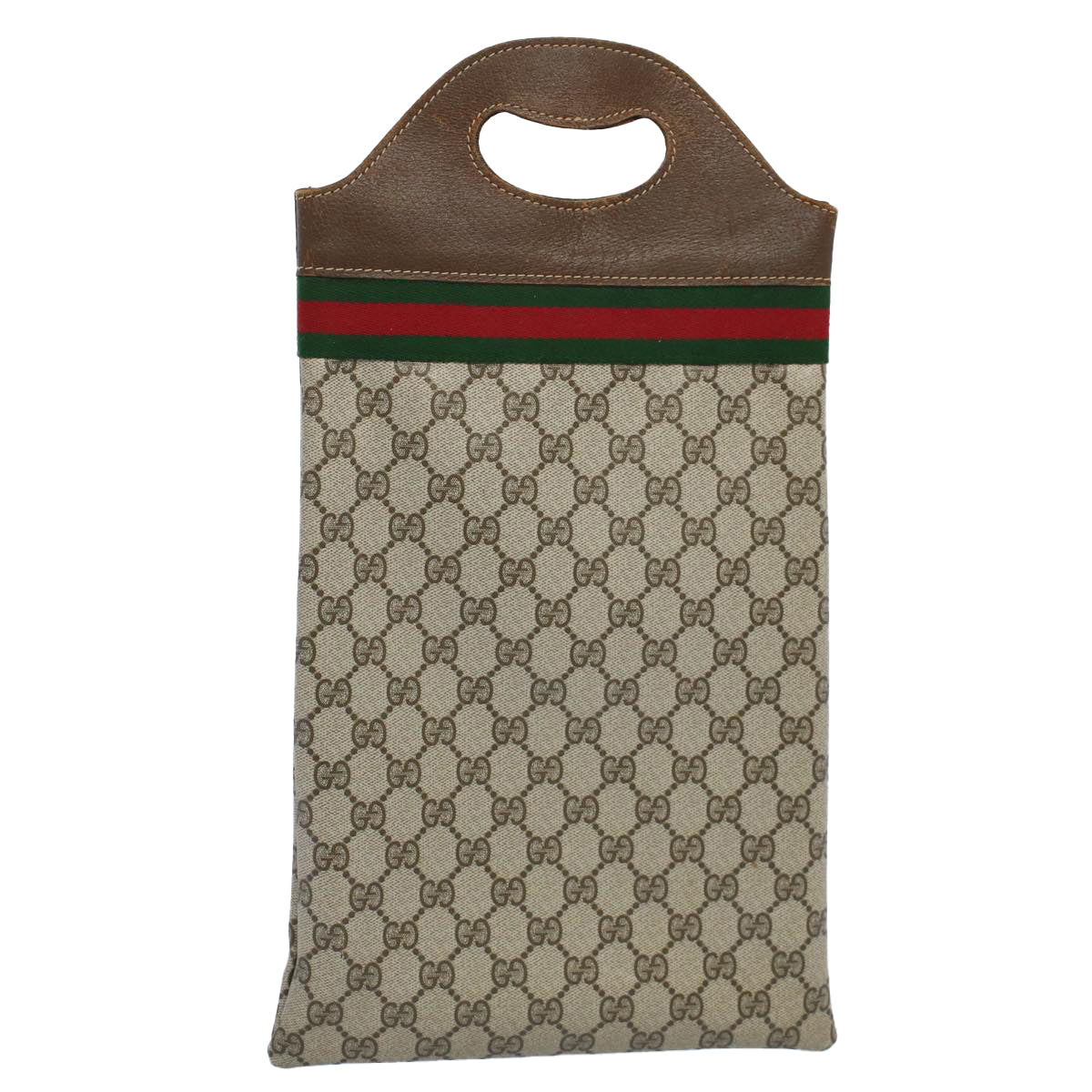 Luxury Gucci GG Canvas Web Sherry Line Hand Bag PVC Leather Beige Red Green  8507