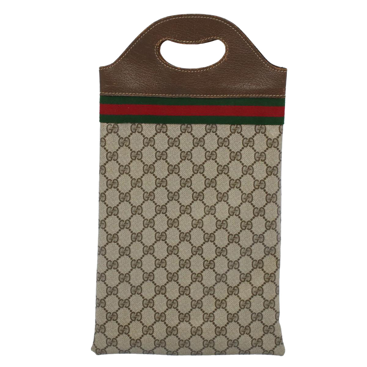 Luxury Gucci GG Canvas Web Sherry Line Hand Bag PVC Leather Beige Red Green  8507