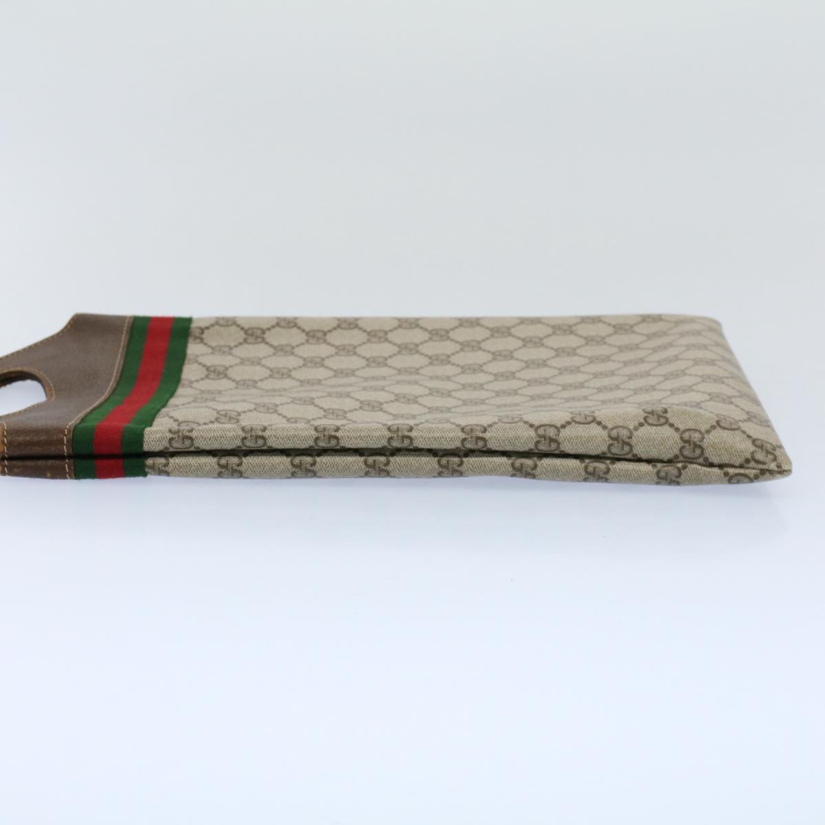 Luxury Gucci GG Canvas Web Sherry Line Hand Bag PVC Leather Beige Red Green  8507