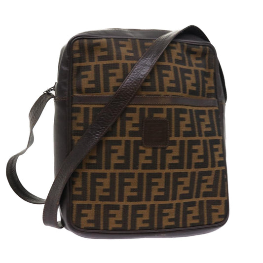 Luxury FendiZucca Canvas Shoulder Bag Vintage Brownyk8520
