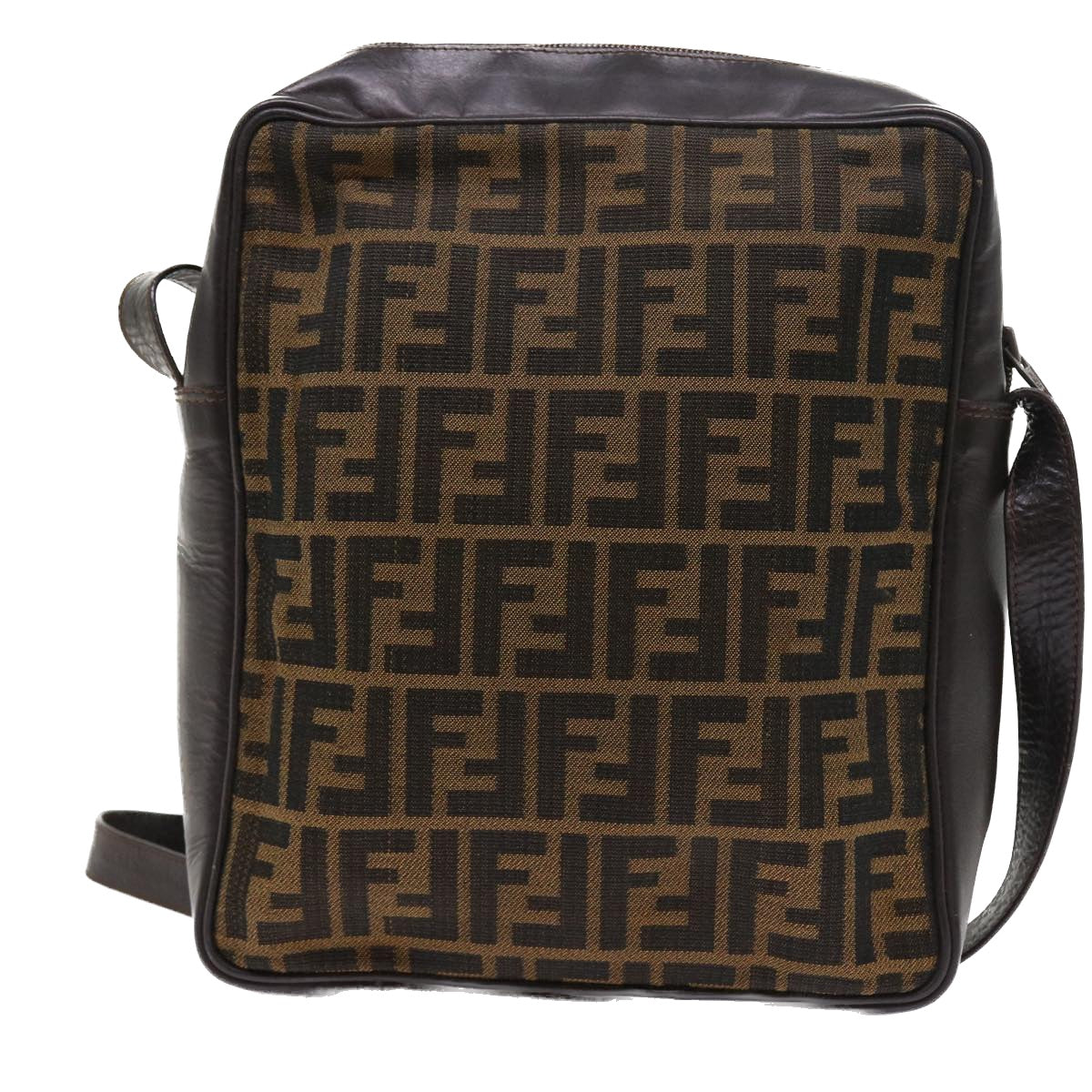 Luxury FendiZucca Canvas Shoulder Bag Vintage Brownyk8520