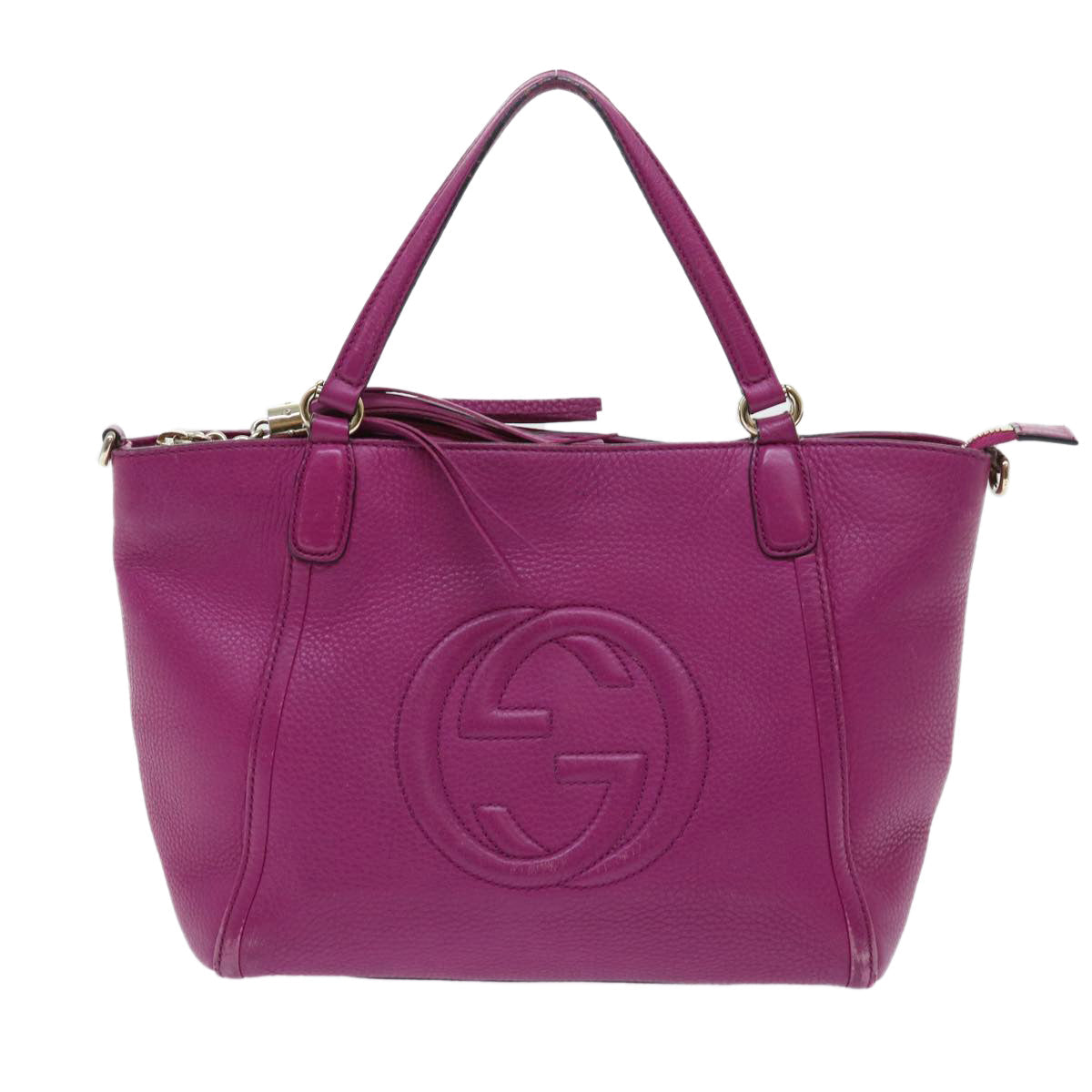 Luxury Gucci Soho Hand Bag Leather 2way Purple 369176  8543