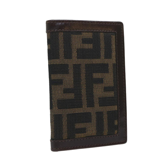 Luxury FendiZucca Canvas Card Case Black Brownyk8552