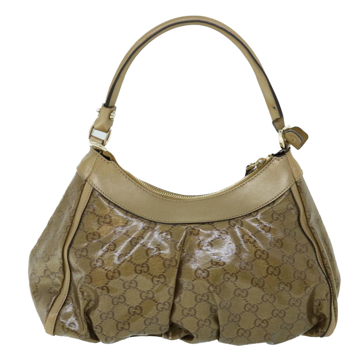 Luxury Gucci GG Crystal Abbey Shoulder Bag Gold Tone 190525  8578