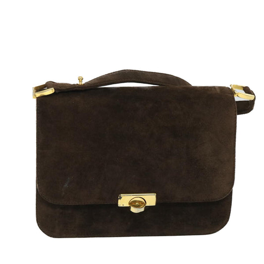 Luxury Gucci Turn Lock Shoulder Bag Suede Brown  8638