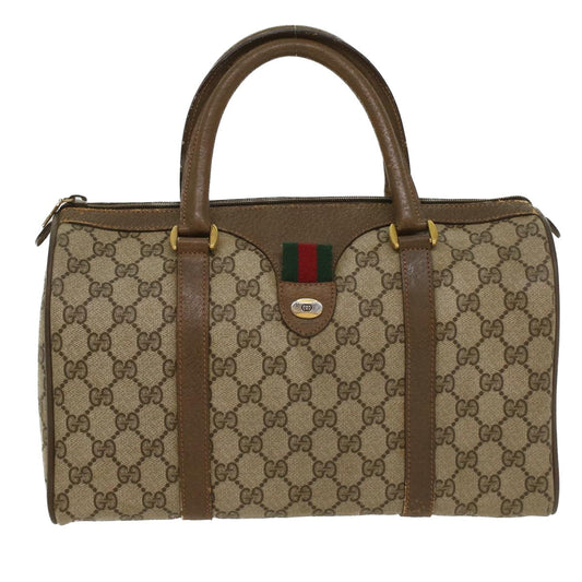 Luxury Gucci GG Canvas Web Sherry Line Boston Bag Beige Red Green 39 02 007  8683